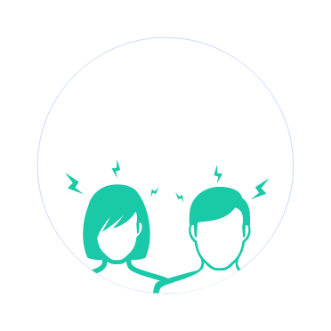 Les silouettes d'une homme et d'une femme souffrant de migraine avec la mention "8% des patients migraineux"